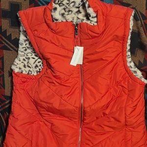 Maurices Large Reversible Leopard Print Red Vest